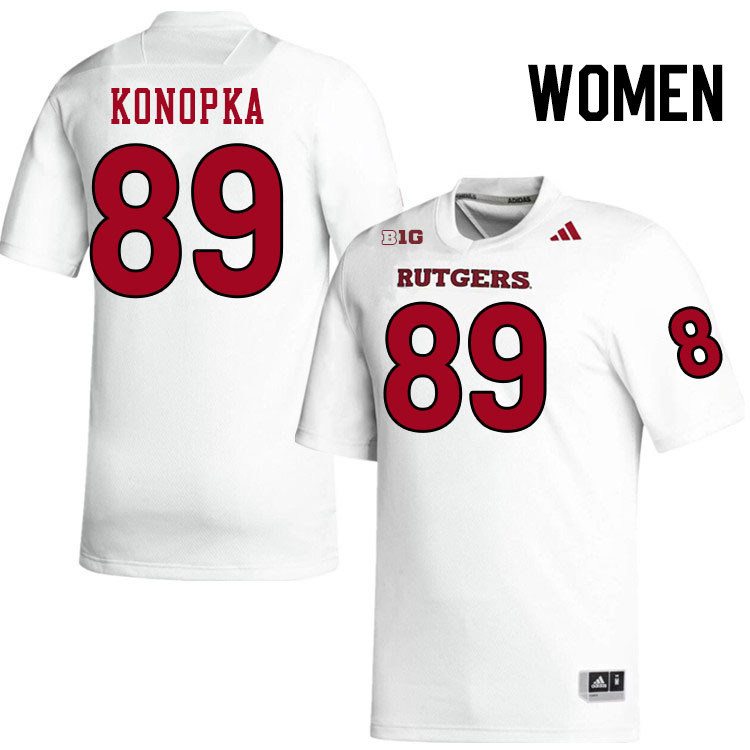 Women #89 Victor Konopka Rutgers Scarlet Knights 2024 College Football Jerseys Stitched-White